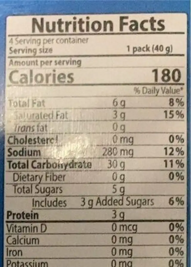 marine boy nutrition facts table