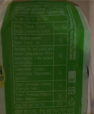 Farmer’s Aloe Vera nutrition facts table