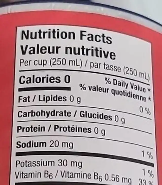 Super herbal tea nutrition facts table