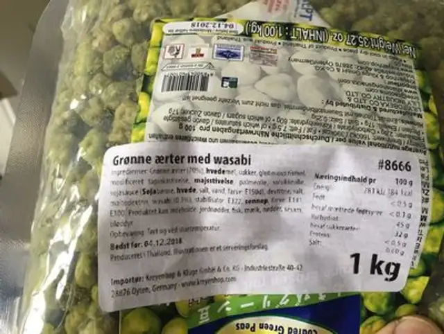 Wasabi beans ingredients label