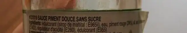 Sweet chili sauce ingredients label