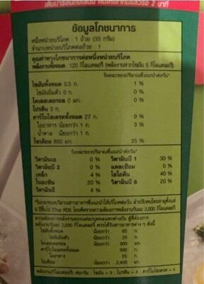CupJok, Pork and Seaweed nutrition facts table