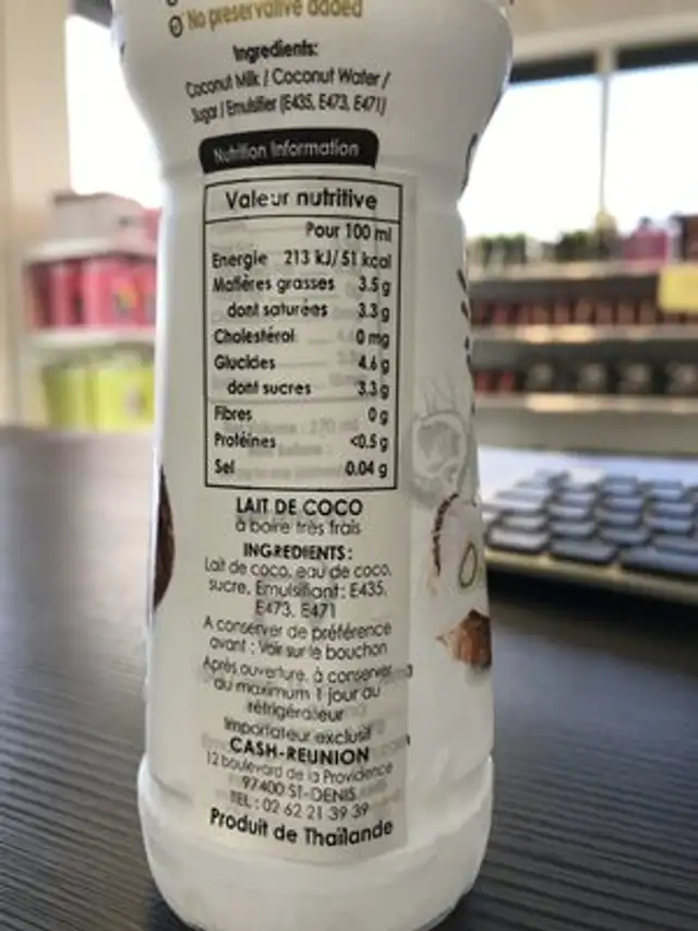 Milky Coco Coconut Milk Drink ingredients label