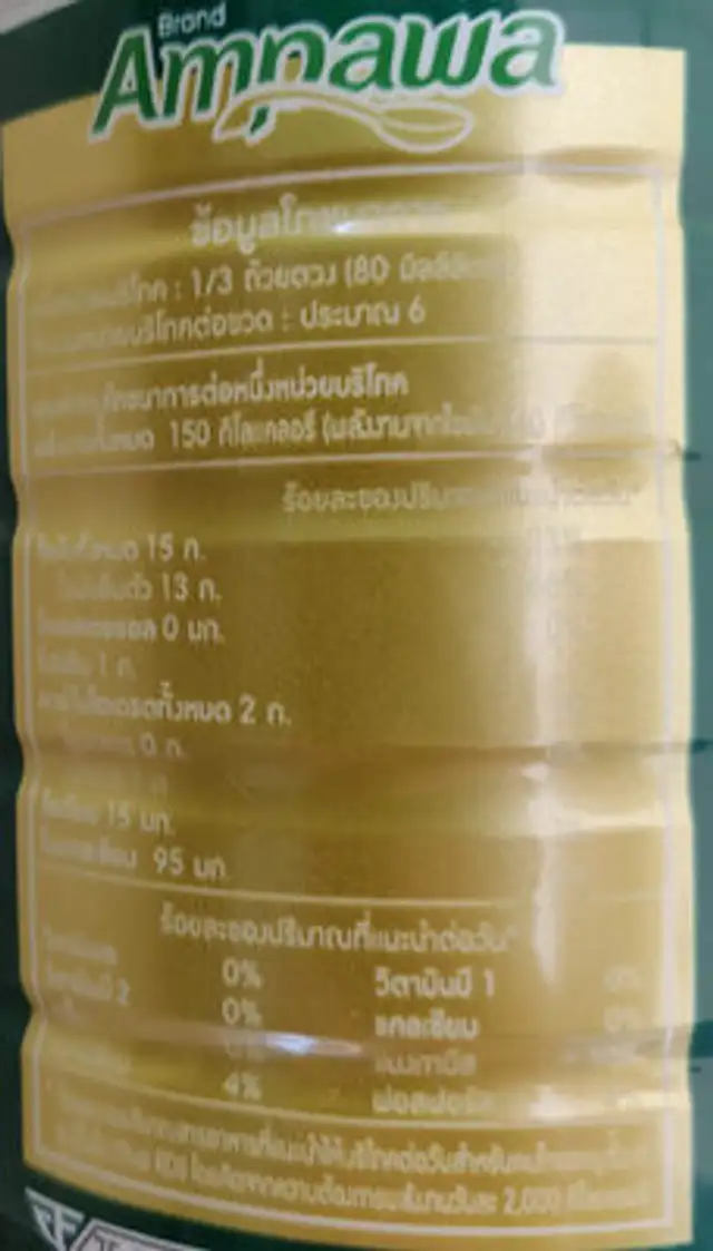 Ampawa coconut milk nutrition facts table