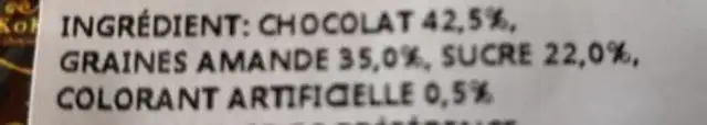 Almond Choco ingredients label