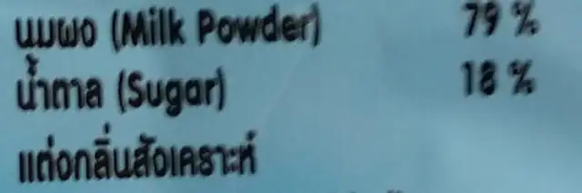 นมอัดเม็ด มิลค์โก้ ingredients label