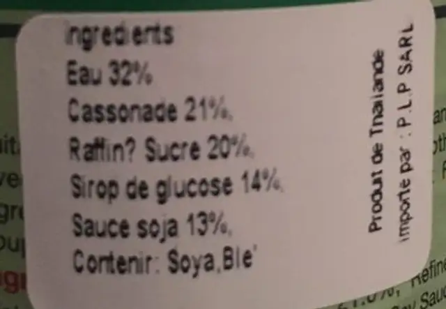 Healthy Boy Black Sweet Soy Sauce ingredients label