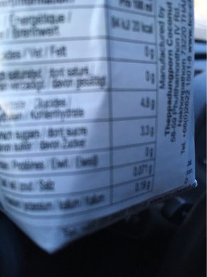 Chaokoh Coconut Water nutrition facts table