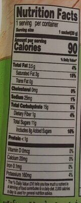 Thai Milk Green Tea nutrition facts table