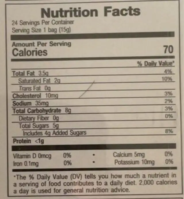 Layer Coconut Cake with White Cream nutrition facts table