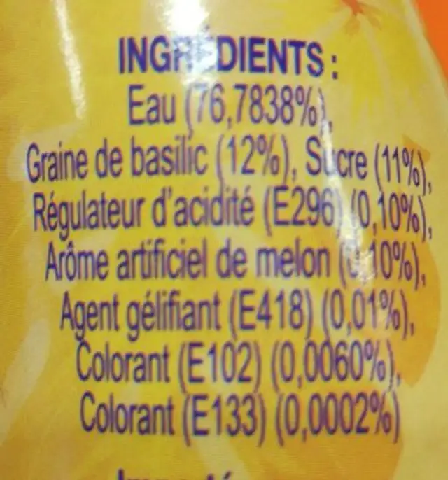 FBC Graine de basilic ingredients label