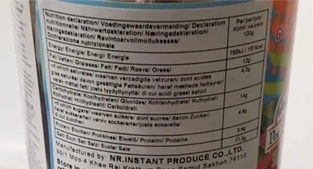 Spicy beef flavor paste nutrition facts table