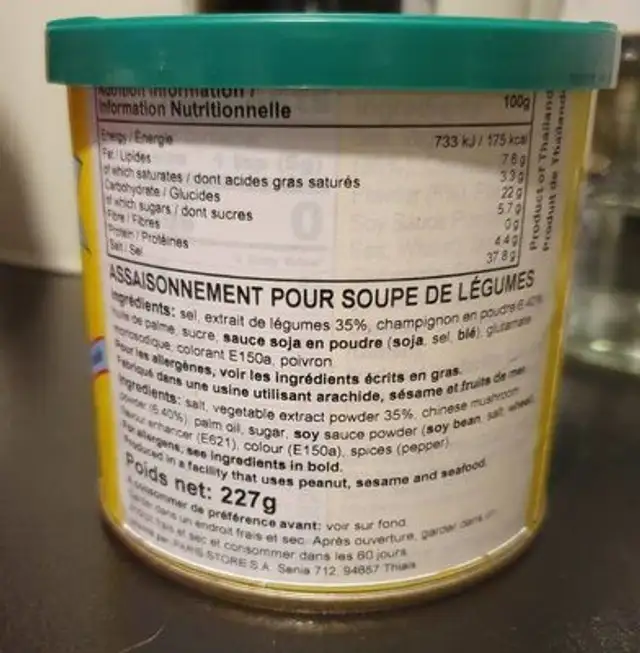 Lee (S) Vegetable Broth Mix 24 8Z nutrition facts table