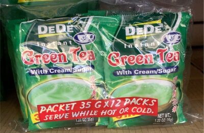 Instant green tea with cream sugar