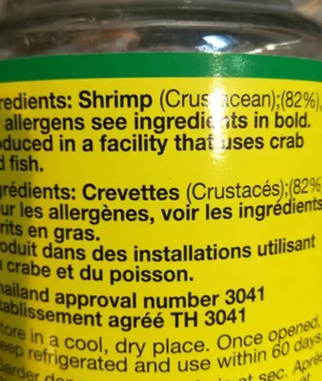 Pã¢te De Crevettes 454 G Kapi ingredients label