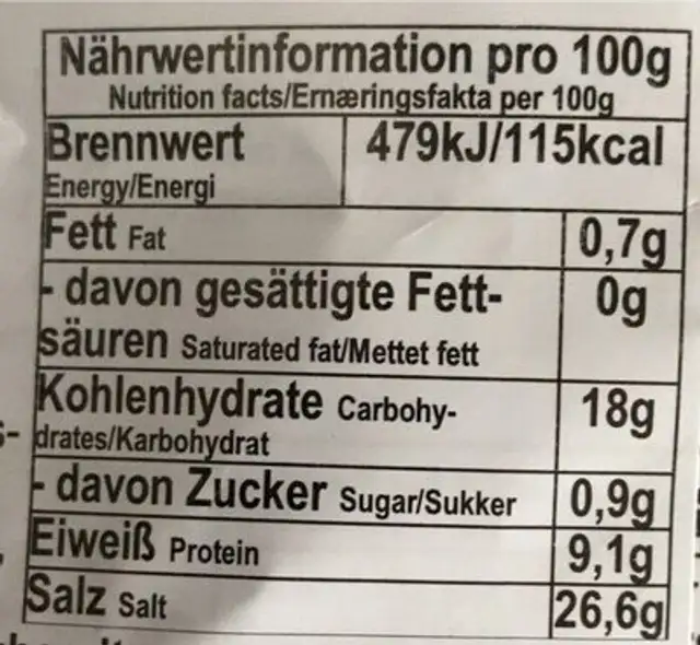 Tamarind Soup Base nutrition facts table