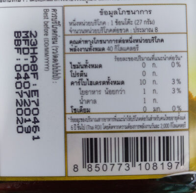 Strawberry Spread nutrition facts table