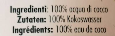 100% Pure Coconut Water ingredients label