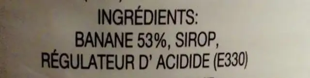 Banane Sirop Deux Elephants ingredients label