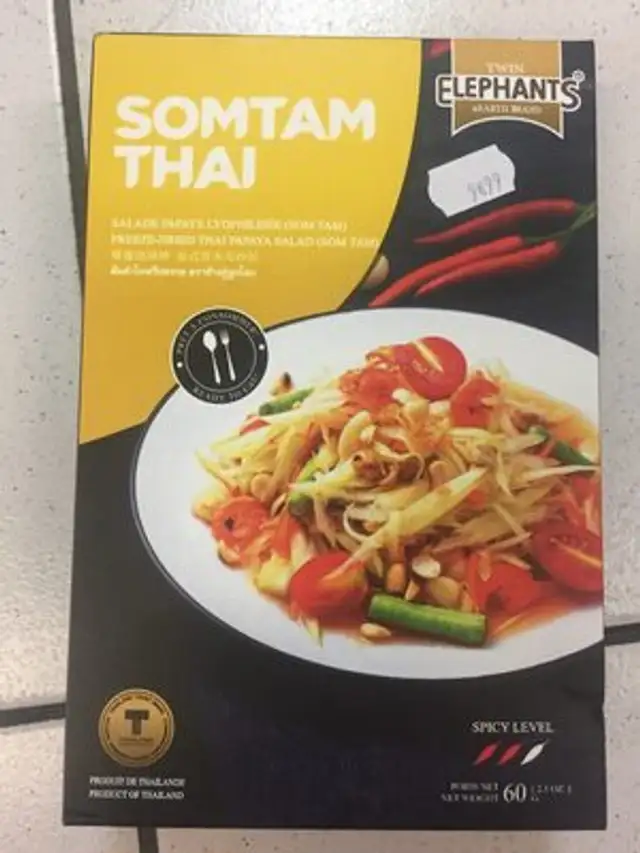 Somtam thai ingredients label