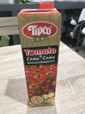 น้ำมะเขือเทศ ผสมน้ำคามูคามู 100% front packaging