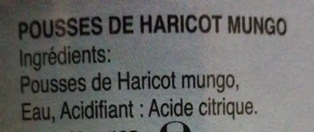 Pousses De Soja Au Naturel 230g ingredients label