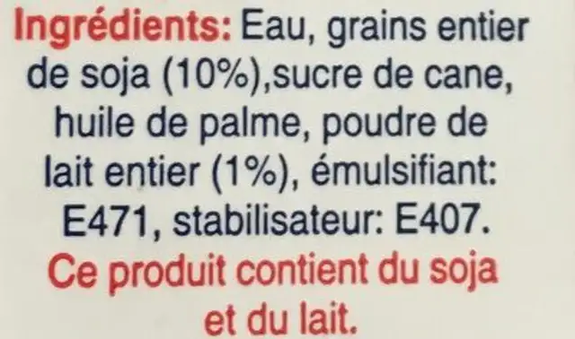 vitamilk soyamilk 250ml ingredients label