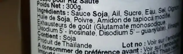 Fried Rice Sauce ingredients label