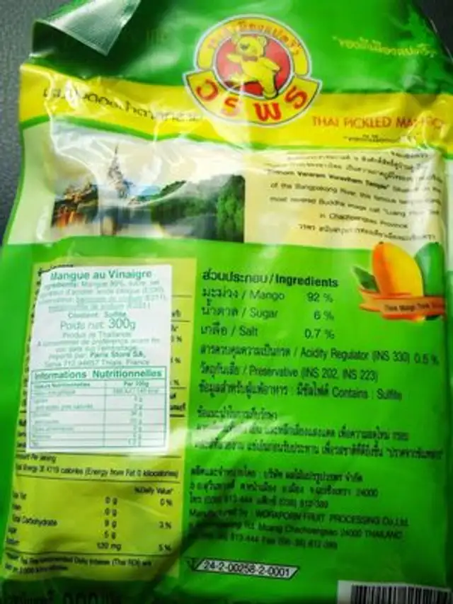 Think mango think woraporn ingredients label