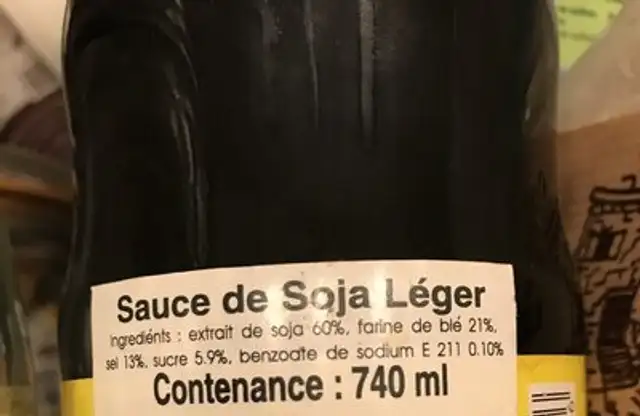 Sauce soja light ingredients label