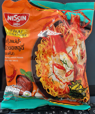 บะหมี่ รสกุ้งแม่นํ้าผัดซอสฉู่ฉี่