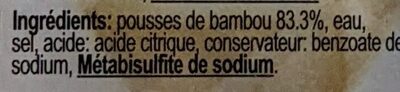 Sour bamboo shoot ingredients label