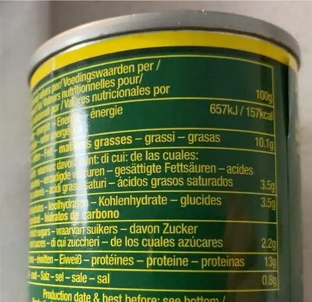 Maqueraux sauce tomate nutrition facts table