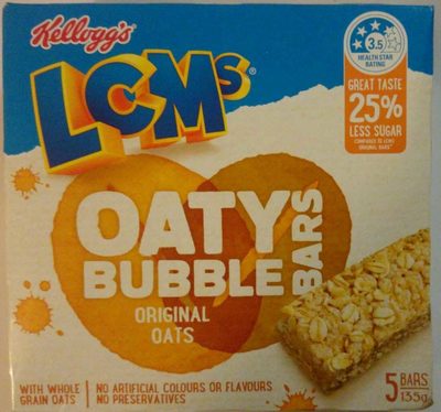 Kellog's LCMs Oaty Bubble Bars front packaging