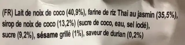 Coco Rice Roll ingredients label