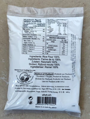 white rice flour ingredients label