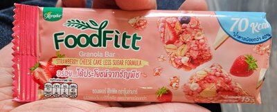 ซองเดอร์ ฟู๊ดฟิต กราโนล่าบาร์ รสสตรอว์เบอร์รี่ชีสเค้ก สูตรน้ำตาลน้อยกว่า front packaging