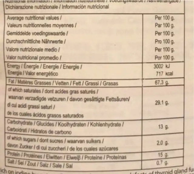 Crispy Seaweed Thai Curry nutrition facts table
