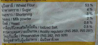 ขนมปังขาวแผ่น ingredients label