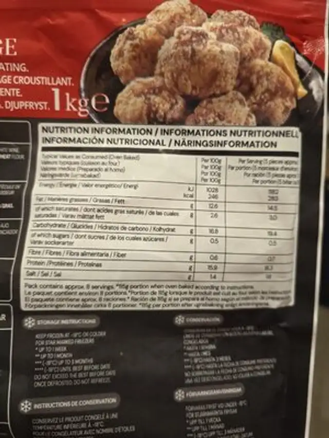 Fried Chicken Tatsutaage Japanese Style nutrition facts table