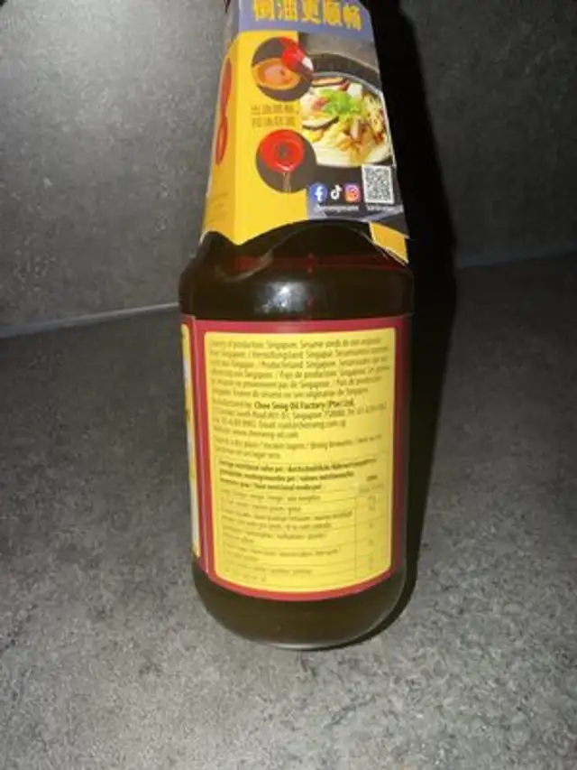Sesam Öl ingredients label