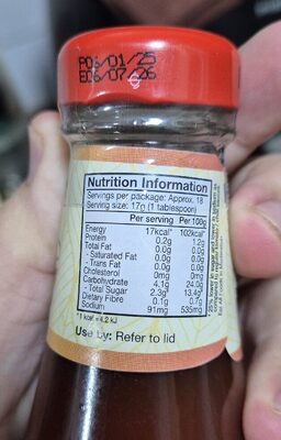 Tomato Ketchup nutrition facts table