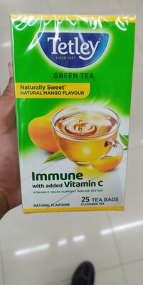Tetley GREEN TEA NATURAL MANGO FLAVOUR front packaging