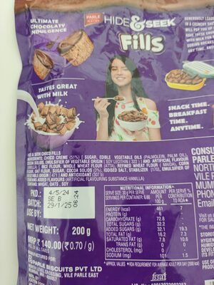 parle nutrition facts table