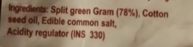 Patanjali Moong Dal ingredients label