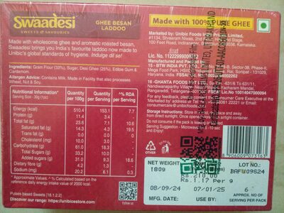 swaadesi ghee besan laddoo