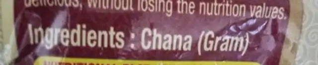 Jalan Chana Sattu ingredients label