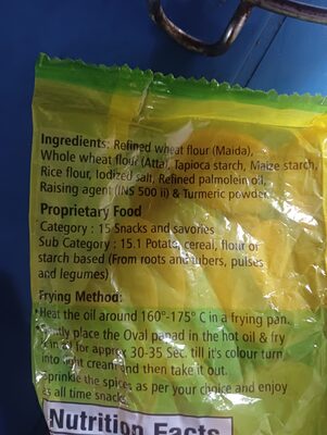 Oval papad ingredients label