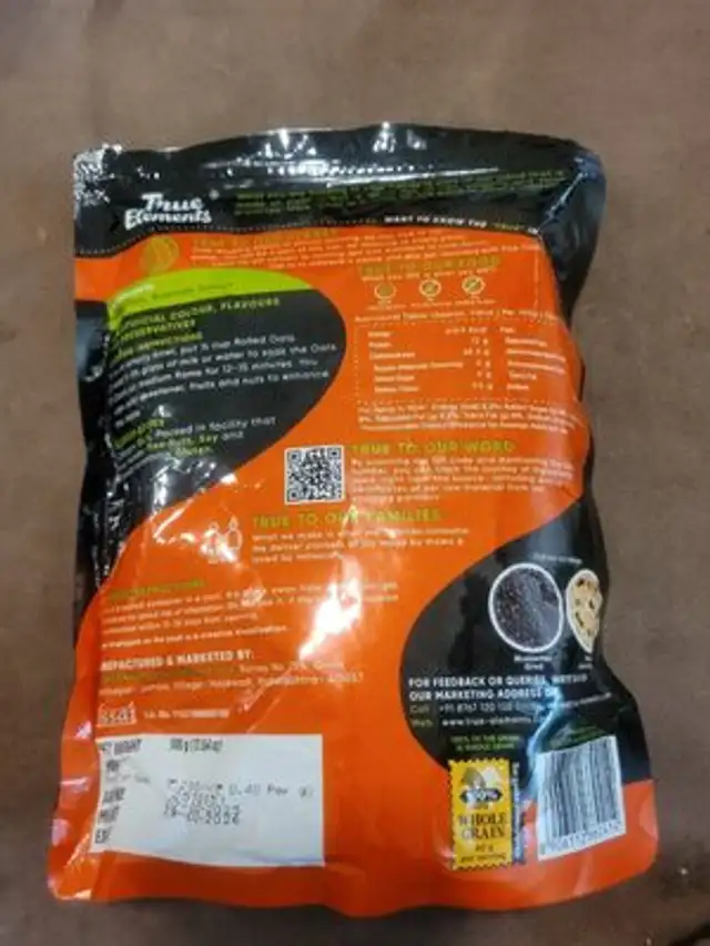 Rolled Oats nutrition facts table