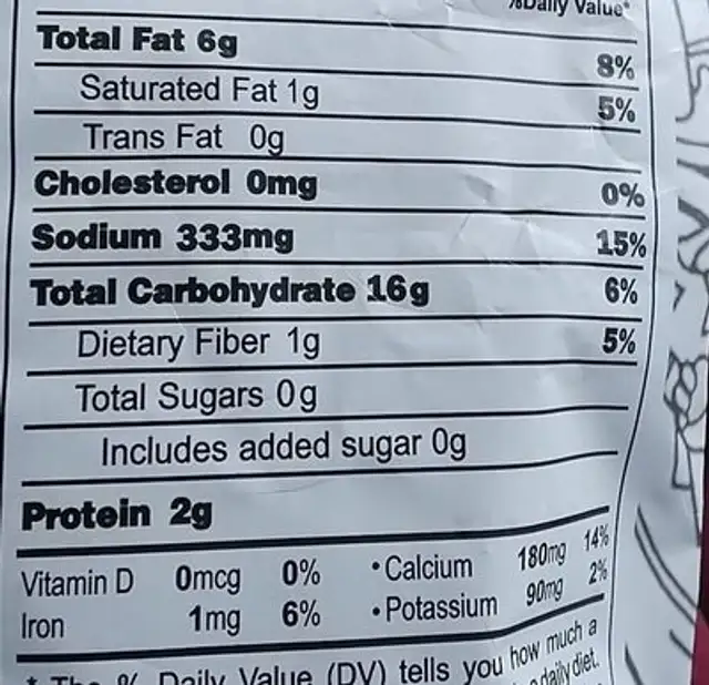 Mr Makhana Pickle Tickle nutrition facts table